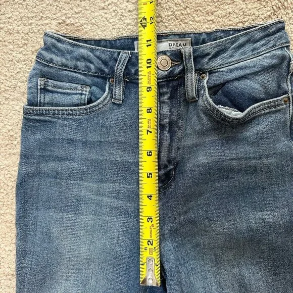 YMI Jeans Women’s Size 3/26 Flare Raw Hem Distressed Ankle Cropped Light Wash - Picture 7 of 8